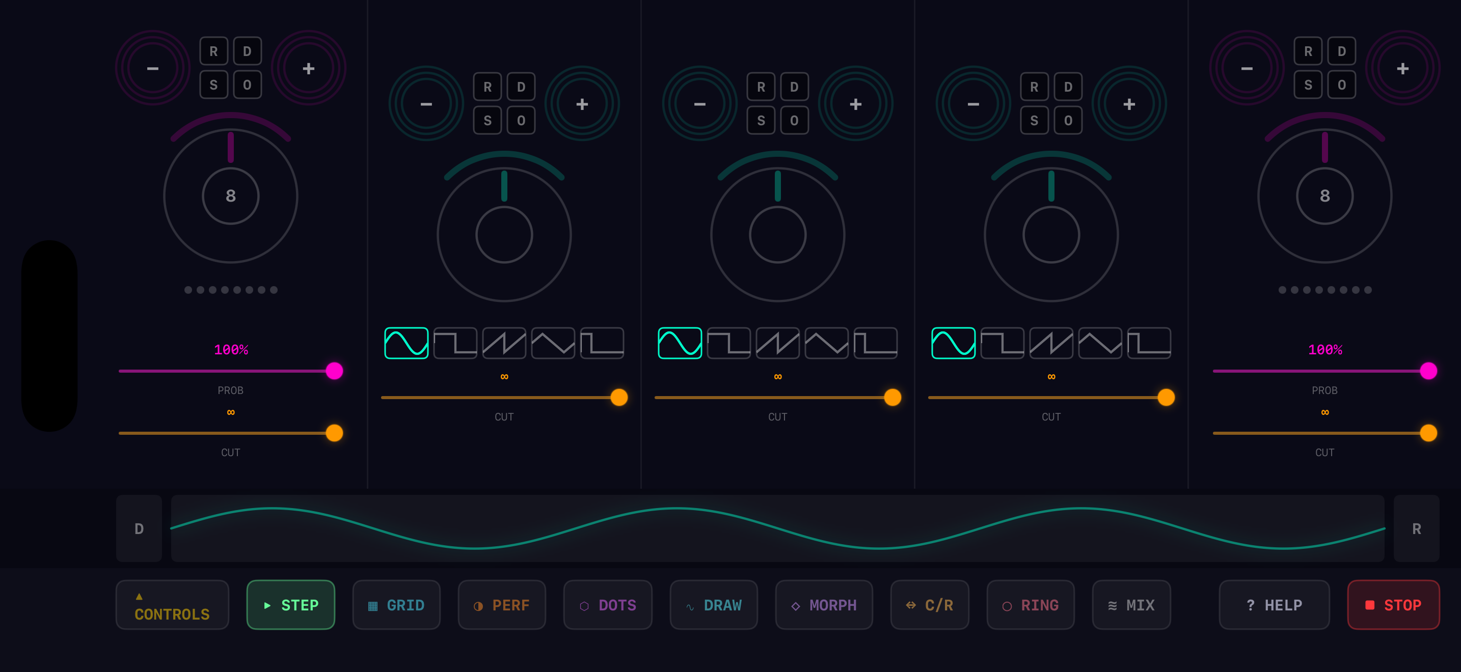 Limn screenshot showing sequencer and controls